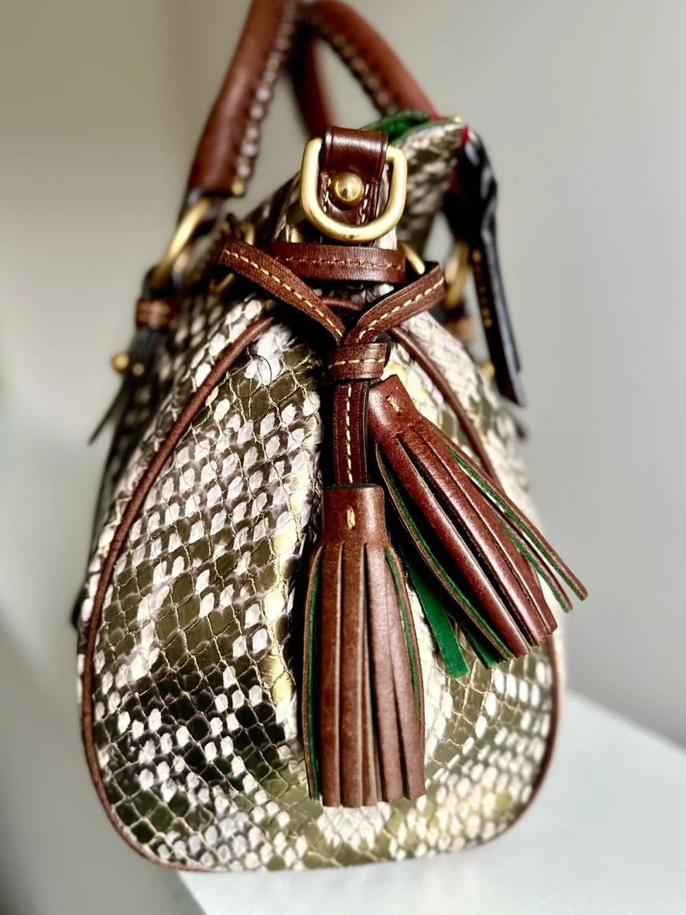 Dooney & Bourke Florentine Satchel Gold Pearl Python LIKE NEW RESERVED for GRACE